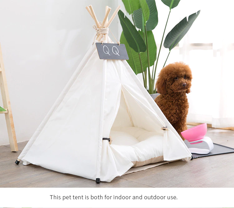 Cheap Goat Tents Outdoor indoor cotton canvas pet sleeping teepee tent Indian portable folding white dog cat Tents 